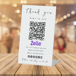 Bedankt Zelle QR Code Scan om wit te betalen Reclamebord Met Voetstuk