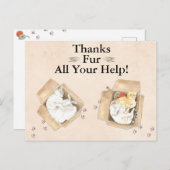 Bedankt zijn voor al je hulp! Katten in dozen, bed Briefkaart (Voorkant / Achterkant)