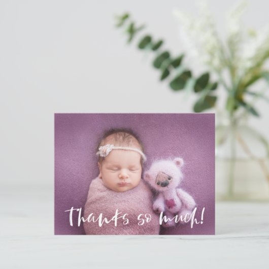 Bedankt zoveel | wit | Baby Foto bedankt Briefkaart (Staand voorkant)