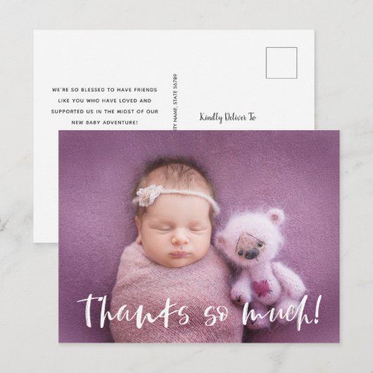 Bedankt zoveel | wit | Baby Foto bedankt Briefkaart (Voorkant / Achterkant)