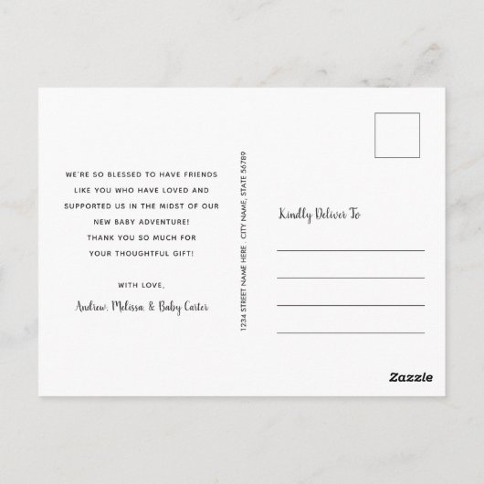 Bedankt zoveel | wit | Baby Foto bedankt Briefkaart (Achterkant)