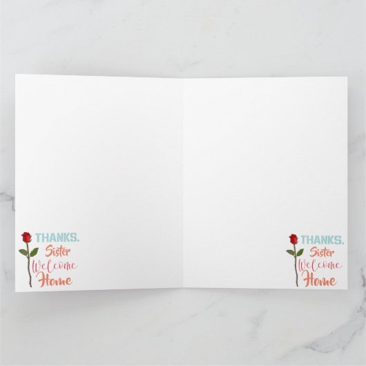 Bedankt zuster Welkom thuis Kaart (Binnen)