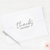 Bedankt zwart handschrift zwart wit ronde sticker (Envelop)