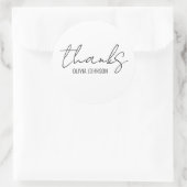 Bedankt zwart handschrift zwart wit ronde sticker (Tas)