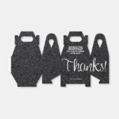 BEDANKT zwarte faux Glitter Bedankdoosjes (Uitgevouwen)