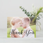 BEDANKT Zwarte TYPOGRAFIE Fotokaart voor & achter (Staand voorkant)