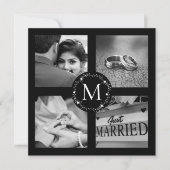 Bedankte Monogram Geschenkte Trouwfoto Collage Kaart (Voorkant)