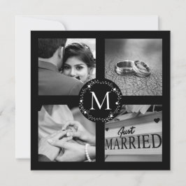 Bedankte Monogram Geschenkte Trouwfoto Collage Kaart