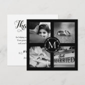 Bedankte Monogram Getrouwde Fotocollage Kaart (Voorkant / Achterkant)