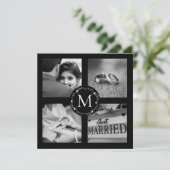 Bedankteken met monogram Huwelijksfotocollage Kaart (Staand voorkant)