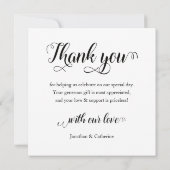 Bedankteken met monogram Huwelijksfotocollage Kaart (Achterkant)