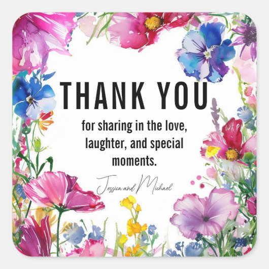 Bedankt💗Meadow Blooms Collectie Vierkante Sticker (Voorkant)
