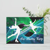 Bedazzled Cijfers Skaters Ice Skating Party Kaart (Staand voorkant)