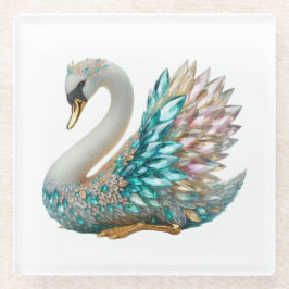 Bedazzled Diamond Swan Gold Crystal Bling Glazen Onderzetter