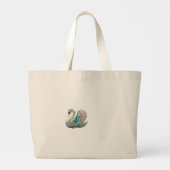 Bedazzled Diamond Swan Gold Crystal Bling Grote Tote Bag (Achterkant)