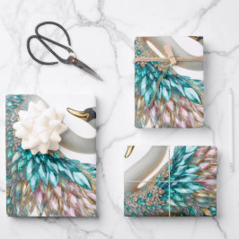 Bedazzled Diamond Swan Gold Crystal Bling Inpakpapier Vel