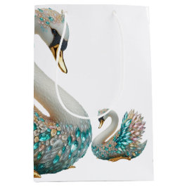 Bedazzled Diamond Swan Gold Crystal Bling Medium Cadeauzakje