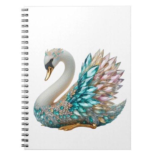 Bedazzled Diamond Swan Gold Crystal Bling Notitieboek (Voorkant)