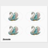 Bedazzled Diamond Swan Gold Crystal Bling Ovale Sticker (Vel)