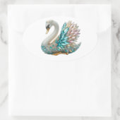 Bedazzled Diamond Swan Gold Crystal Bling Ovale Sticker (Tas)