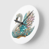 Bedazzled Diamond Swan Gold Crystal Bling Ronde Klok (Hoek)