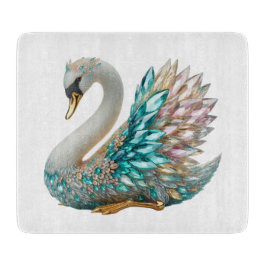 Bedazzled Diamond Swan Gold Crystal Bling Snijplank