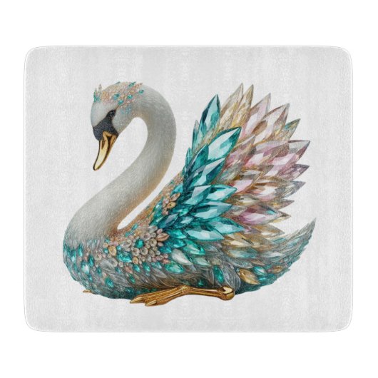 Bedazzled Diamond Swan Gold Crystal Bling Snijplank (Voorkant)