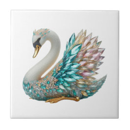 Bedazzled Diamond Swan Gold Crystal Bling Tegeltje