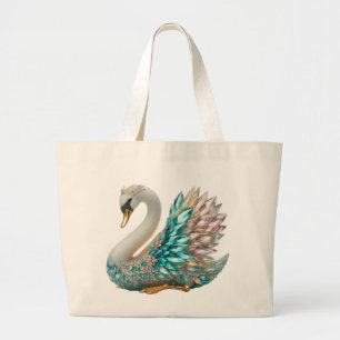 Bedazzled Diamond Zwaan Goud Kristal Bling Grote Tote Bag