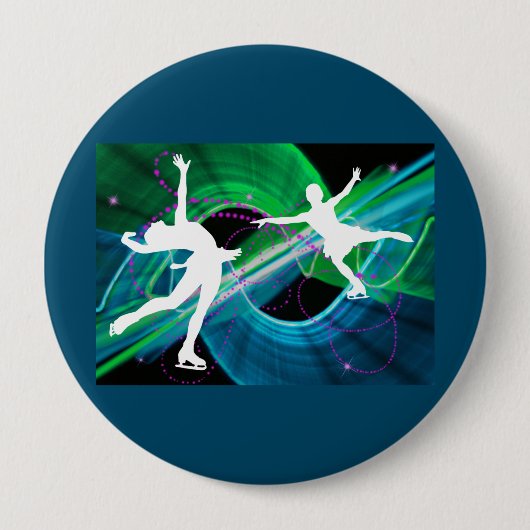 Bedazzled Figuur Skaters Ronde Button 4,0 Cm (Voorkant)