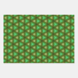 Bedazzled Groen en Goud Decoratieve Kerstmis Inpakpapier Vel
