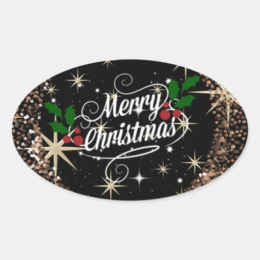 Bedazzling Christma begroetings, sparkle en shine Ovale Sticker (Voorkant)