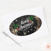 Bedazzling Christma begroetings, sparkle en shine Ovale Sticker (Envelop)