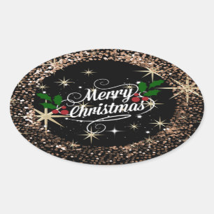 Bedazzling Christma begroetings, sparkle en shine Ovale Sticker