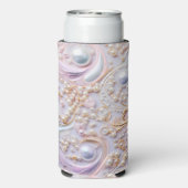 Bedazzling witte parels en gouden achtergrond seltzer blikjeskoeler (Seltzer Achterkant)