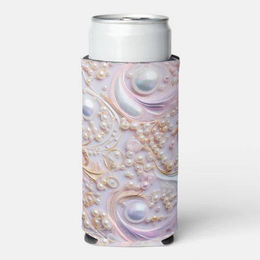 Bedazzling witte parels en gouden achtergrond seltzer blikjeskoeler (Seltzer Voorkant)