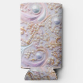 Bedazzling witte parels en gouden achtergrond seltzer blikjeskoeler (Achterkant)