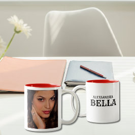Bedda Bella Sicilian/Italiaans mooi meisje Foto Tweekleurige Koffiemok