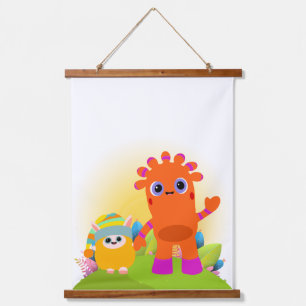 BeddyByes Houten wandtapijt MeMo en BaBa Hangend Wandkleed