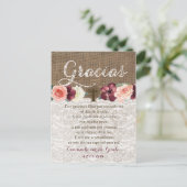 Bedeankkaart in het Spaans voor de Doop Uitnodiging Briefkaart (Staand voorkant)