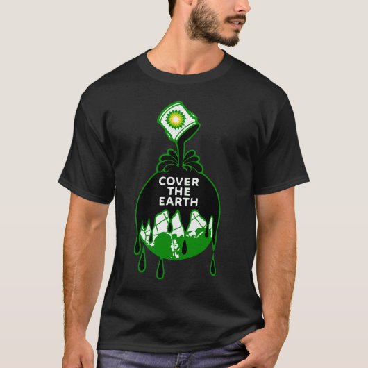 bedekking van de olieramp met de golfslag op aarde t-shirt (Voorkant)