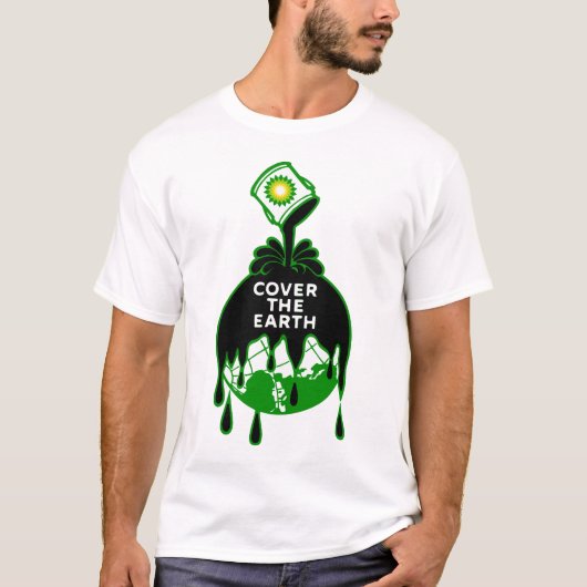 bedekking van de olieramp met de golfslag op aarde t-shirt (Voorkant)