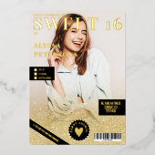 Bedekking van tijdschrift 2 foto's goud glitter om folie uitnodiging (Voorkant)