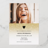 Bedekking van tijdschrift 2 foto's goud glitter om folie uitnodiging (Achterkant)