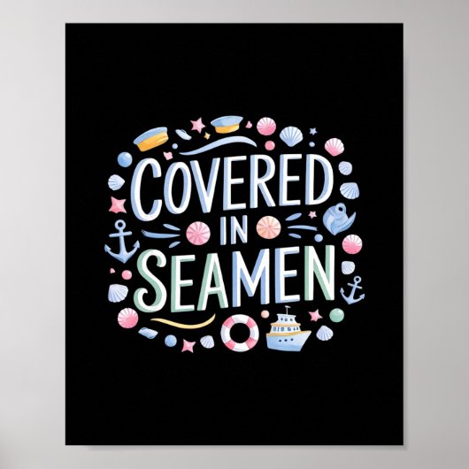 Bedekt met zeemannen Grappig sarcastisch vrouwen M Poster (Voorkant)
