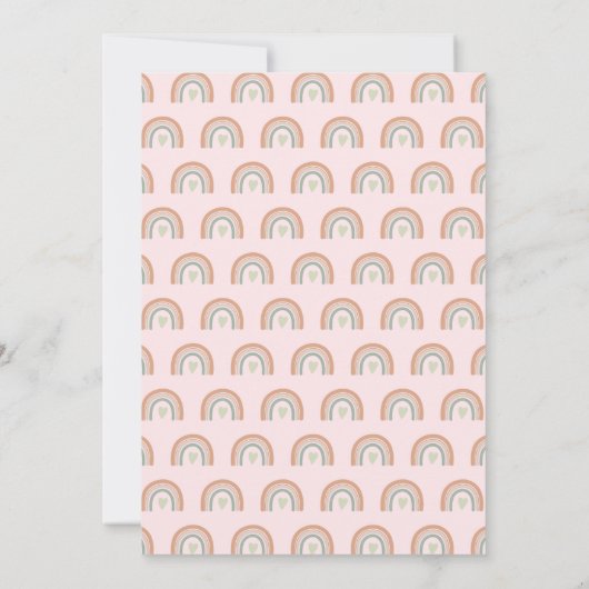 Bedekte beenderen pastel Boho regenboog 1e verjaar Kaart (Achterkant)