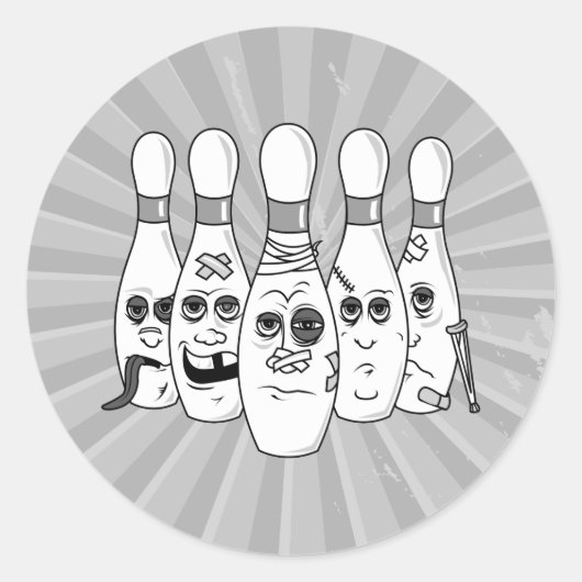 bedekte bowlingpengrays ronde sticker (Voorkant)