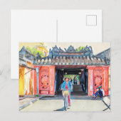 Bedekte Bridge Hoi An Vietnam Asia Waterverf Briefkaart (Voorkant / Achterkant)