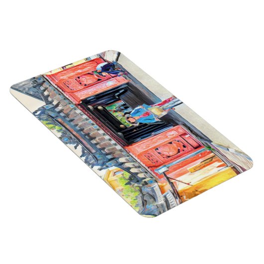 Bedekte Bridge Hoi An, Waterverf Vietnam-Azië Magneet (Rechterzijde)