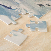 Bedekte Brug met Sneeuw en Der bij Stroom Legpuzzel (Zijkant)